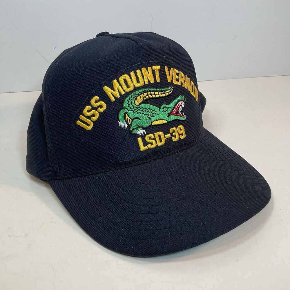 Vintage USS Mount Vernon LSD-39 Snapback Polyester Hat Made In USA Navy